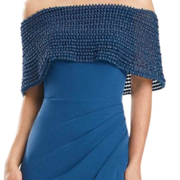 NWT Alexander by Daymor 1883F23 Jersey Evening Dress Blue Size 14 and Size 16 - Picture 4 of 7